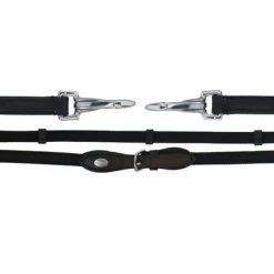 Kavalkade Teugels Rubber Met Karabijnhaken Zwart Pony