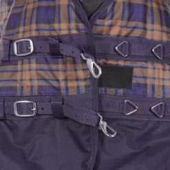 HKM High Neck Deken Columbus Karo 1200D Met Fleece Navy/Bruin Geruit -Paardensport kortingswinkel agradi 44870899 2.41cc6f