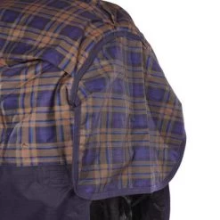 HKM High Neck Deken Columbus Karo 1200D Met Fleece Navy/Bruin Geruit -Paardensport kortingswinkel agradi 44870899 8.e65560