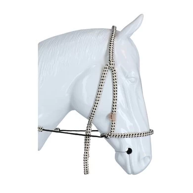 F.R.A. Bitloos Hoofdstel Igor Vaste Teugel Katoen Naturel/Zwart 4 F.R.A. Bitloos Hoofdstel Igor Vaste Teugel Katoen Naturel/Zwart - Afbeelding 4