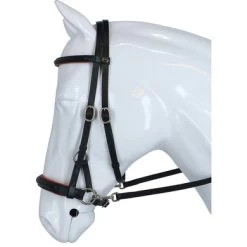 F.R.A. Bitloos Hoofdstel Pardoes Deluxe Side Pull Lederen Teugels Zwart/Oranje Cob