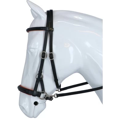 F.R.A. Bitloos Hoofdstel Pardoes Deluxe Side Pull Lederen Teugels Zwart/Oranje Cob 1 F.R.A. Bitloos Hoofdstel Pardoes Deluxe Side Pull Lederen Teugels Zwart/Oranje Cob