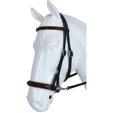 F.R.A. Bitloos Hoofdstel Pardoes Deluxe Side Pull Lederen Teugels Zwart/Oranje Cob 2 F.R.A. Bitloos Hoofdstel Pardoes Deluxe Side Pull Lederen Teugels Zwart/Oranje Cob - Afbeelding 2