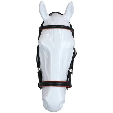 F.R.A. Bitloos Hoofdstel Pardoes Deluxe Side Pull Lederen Teugels Zwart/Oranje Cob 3 F.R.A. Bitloos Hoofdstel Pardoes Deluxe Side Pull Lederen Teugels Zwart/Oranje Cob - Afbeelding 3