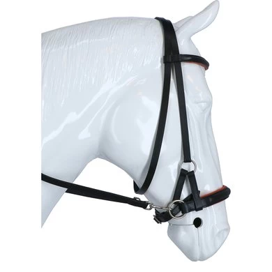 F.R.A. Bitloos Hoofdstel Pardoes Deluxe Side Pull Lederen Teugels Zwart/Oranje Cob 4 F.R.A. Bitloos Hoofdstel Pardoes Deluxe Side Pull Lederen Teugels Zwart/Oranje Cob - Afbeelding 4