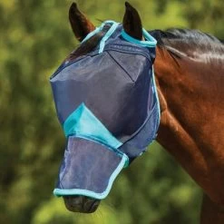 Weatherbeeta Vliegenmasker Comfitec Deluxe Fine Mesh Met Neus Navy/Turquoise -Paardensport kortingswinkel agradi 44946952 4.6555b8