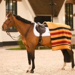 Dominick Fleecedeken Golden Stripe Newmarket 180x210 -Paardensport kortingswinkel dominick dom dominick golden stripe 5.5efebc