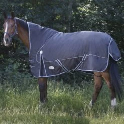 EQUITHÈME Deken Tyrex 1200D 0g Grijs/Blauw 95/145 18 EQUITHÈME Deken Tyrex 1200D 0g Grijs/Blauw 95/145 -Paardensport kortingswinkel ekkia equitheme tyrex 1200 d deken met halve hals.fade93