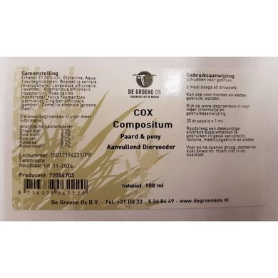 Groene Os Cox Compositum Paard 100ml 2 Groene Os Cox Compositum Paard 100ml - Afbeelding 2