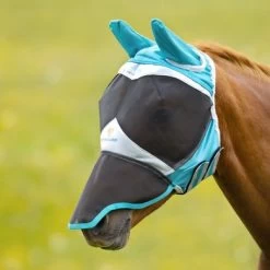 Shires Vliegenmasker Met Oren & Neus Fine Mesh Teal -Paardensport kortingswinkel shires 6665 teal 22.30816b